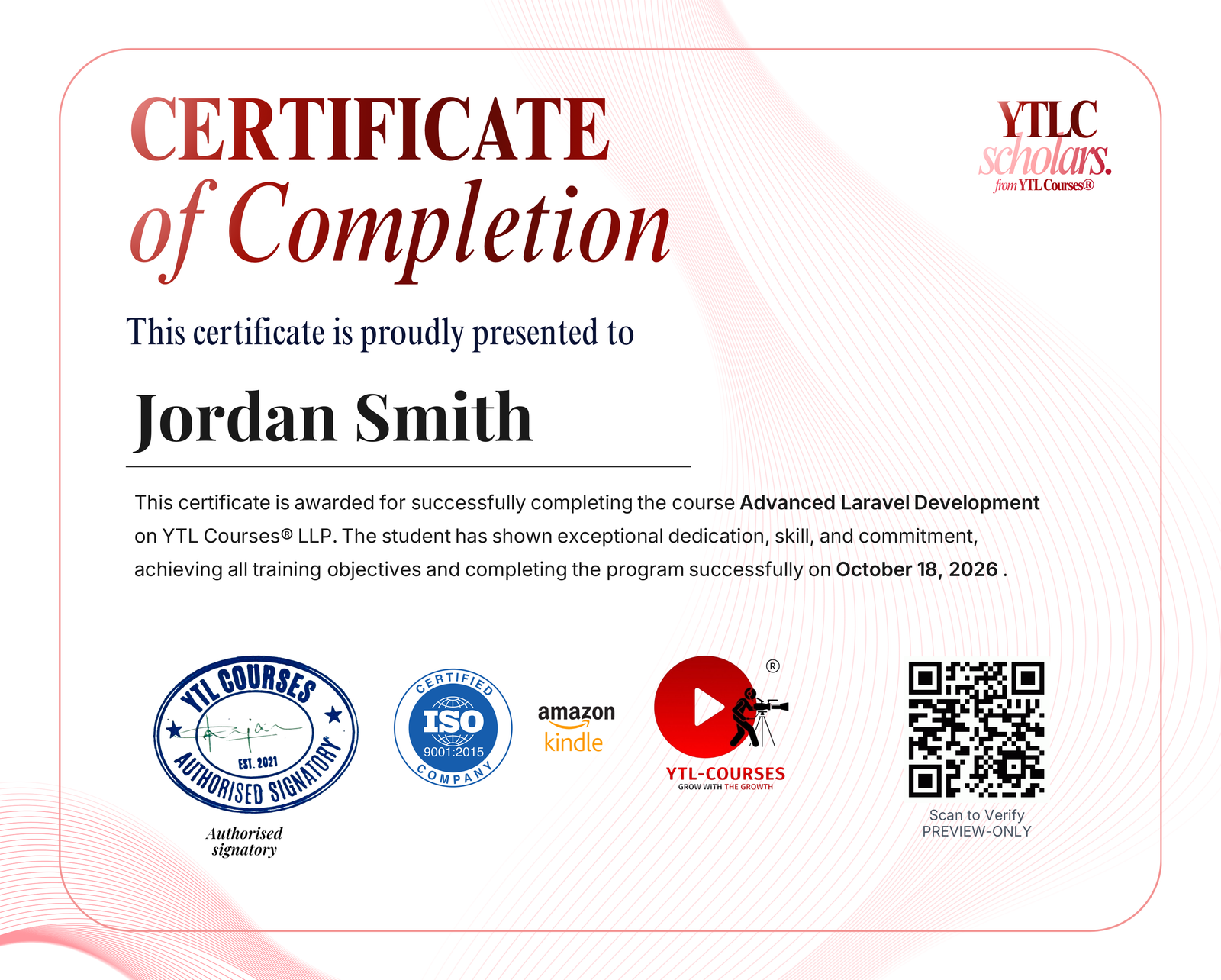 YTLC Scholars Certificate